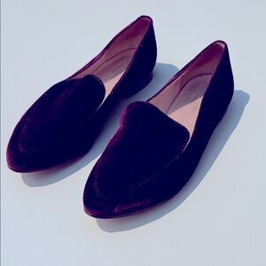 Kate Spade Velvet Loafers in Maroon
